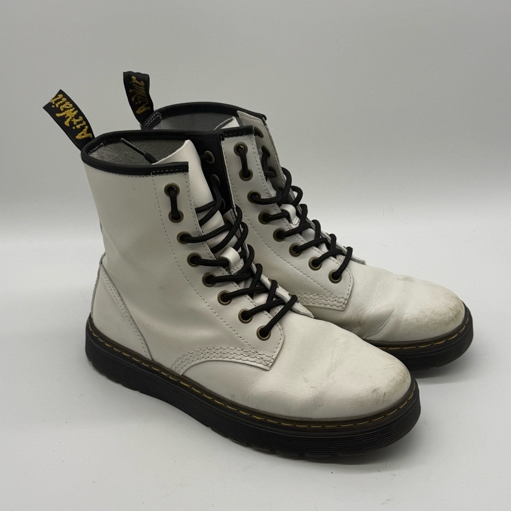 Dr. Martens Zavala Lace Up Boots Women's 6 White Combat Y2K Fashion